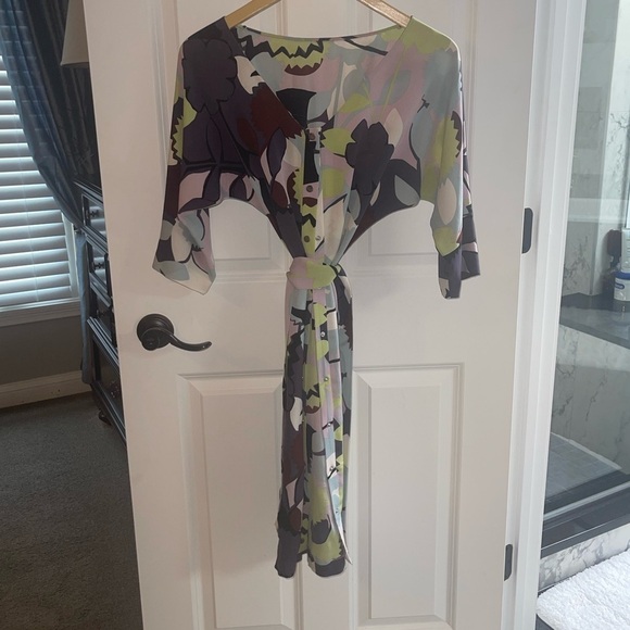 Diane von Furstenberg DvF Mosaic Maja Two Drape Back Paper Forest Mint Silk 8 - Picture 8 of 11